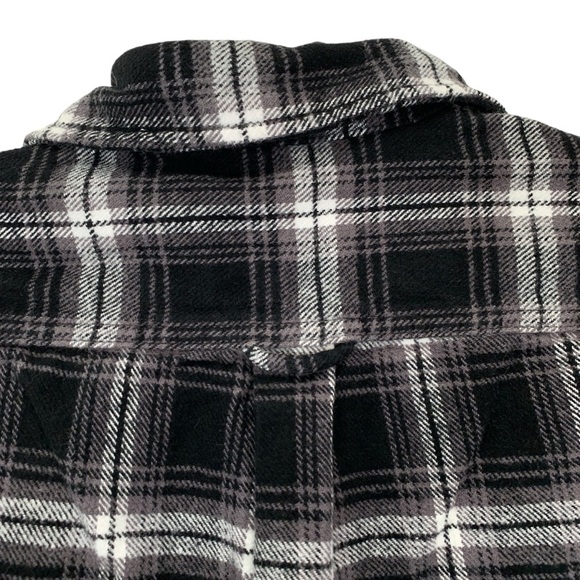 Jachs New York Flannel Shirt Mens Small Black White Plaid Girlfriend Unisex - Picture 5 of 9